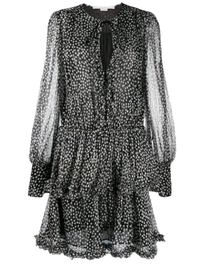 Shop Stella Mccartney Frilled Polka-dot Print Dress In Black