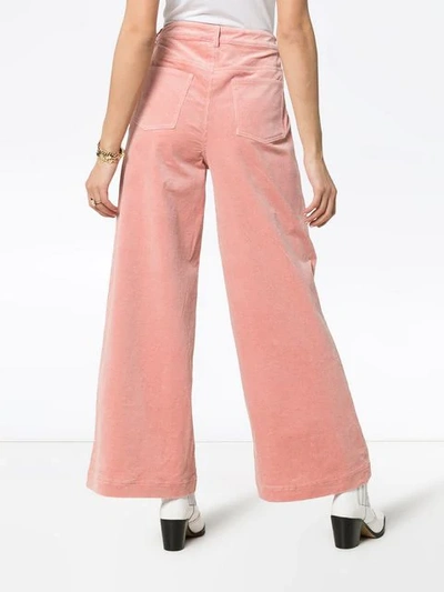 Shop Ganni Ridgewood High Waisted Corduroy Trousers In Pink