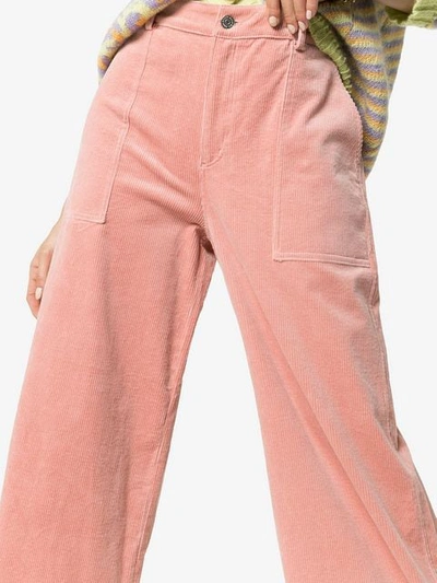 Shop Ganni Ridgewood High Waisted Corduroy Trousers In Pink