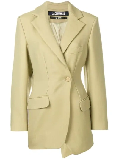 Shop Jacquemus Asymmetric Fitted Blazer - Neutrals