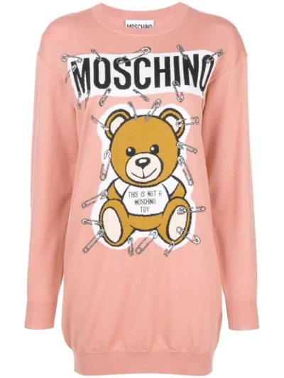 Shop Moschino Toy Bear Sweatshirt Dress - Pink