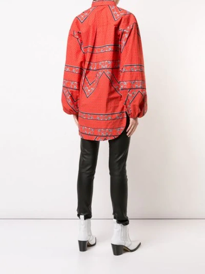 Shop Ganni Printed Wrap Shirt In Red