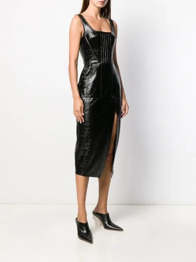 Shop David Koma Coated Bouclé Midi Dress In Black