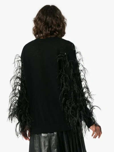 Shop Valentino Black Wool Cashmere Ostrich Sleeve Jumper