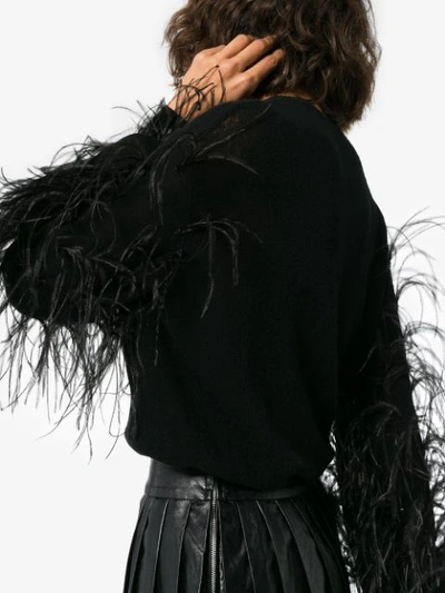 Shop Valentino Black Wool Cashmere Ostrich Sleeve Jumper