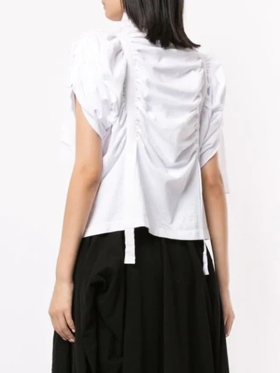 Shop Aganovich High Neck Gathered Top In White