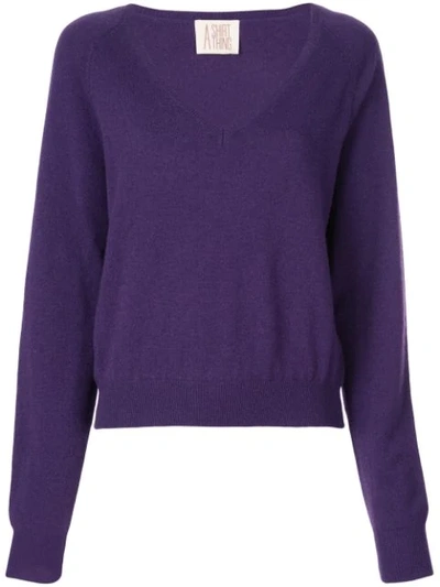 Shop A Shirt Thing V Neck Jumper In Purple