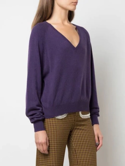 Shop A Shirt Thing V Neck Jumper In Purple