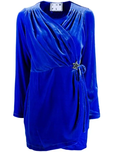 Shop In The Mood For Love Mary Jane Mini Wrap Dress In Blue