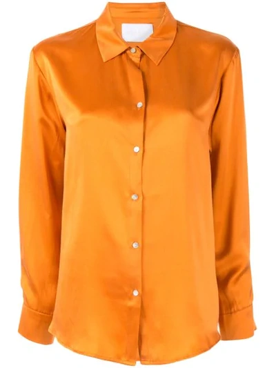 Shop Asceno Marigold Plain Shirt  In Orange