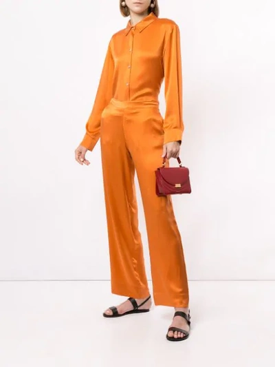 Shop Asceno Marigold Plain Shirt  In Orange