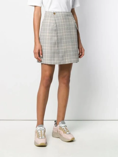 Shop Acne Studios Plaid Mini Skirt In Grey