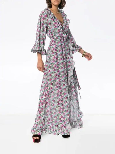 Shop All Things Mochi Floral Print Maxi Wrap Dress In Pink