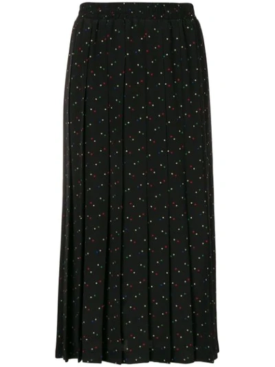 Shop Miu Miu Pleated Star-print Skirt - Black