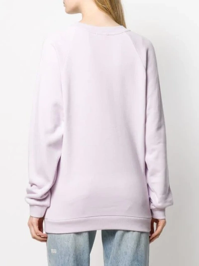 Shop Balmain Logo Print Sweatshirt In Purple