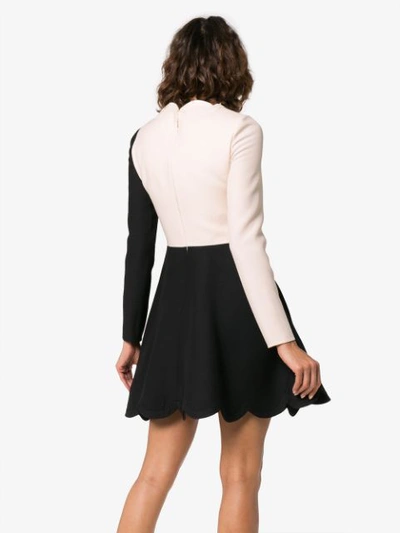 Shop Valentino Scalloped Mini Dress In Ona Bianco+nero