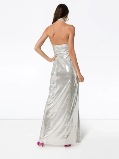 Shop Galvan Sequin-embellished Maxi Dress In Silver