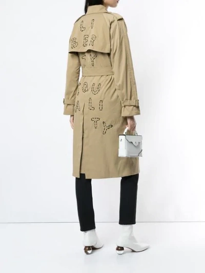 Shop Tu Es Mon Tresor Liberty Equality Trench Coat In Brown