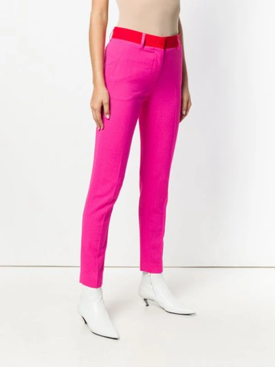 Shop Msgm Skinny Trousers In Pink