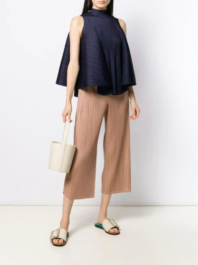 Issey Miyake Pleats Please Navy Petal Top | ModeSens