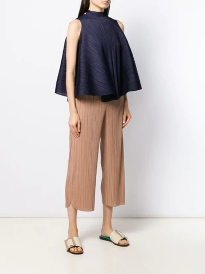 Shop Issey Miyake Deconstructed Pleated Top In Blue