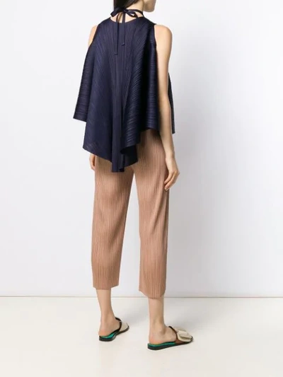 Shop Issey Miyake Deconstructed Pleated Top In Blue