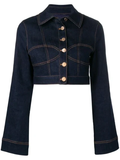Shop Alice Mccall Cropped Denim Jacket In Blue