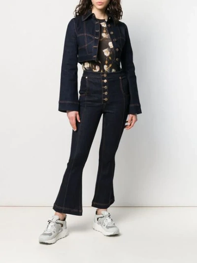 Shop Alice Mccall Cropped Denim Jacket In Blue