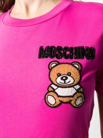 Shop Moschino Beaded Teddy Bear T-shirt In Pink