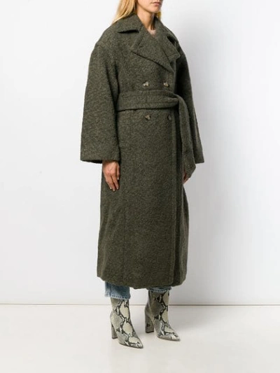 Ganni Oversized Double-breasted Wool-blend Bouclé Coat In Army Green |  ModeSens
