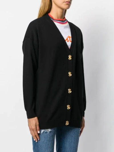 Shop Moschino Button-down Fine Knit Cardigan In Black