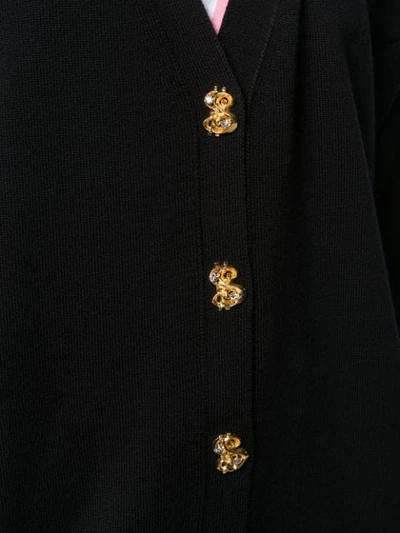 Shop Moschino Button-down Fine Knit Cardigan In Black