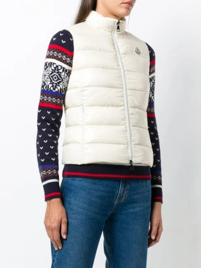 Shop Moncler Padded Zipped Vest - Neutrals