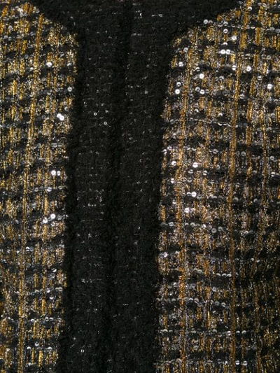 Shop Balmain Sequined Cropped Tweed Jacket In Gold