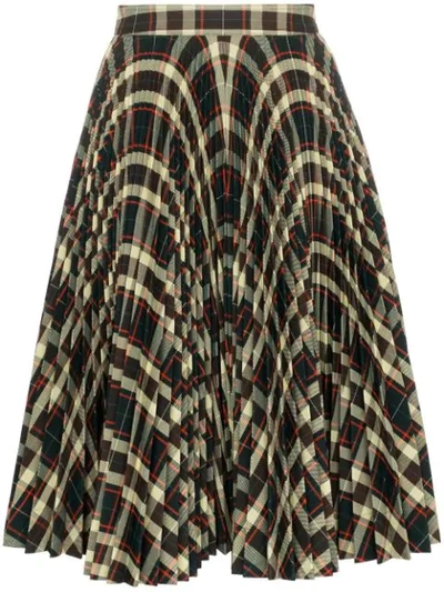 Shop Calvin Klein 205w39nyc High Waisted Check Pleated Skirt In 234 Brown+lemongrass+orange