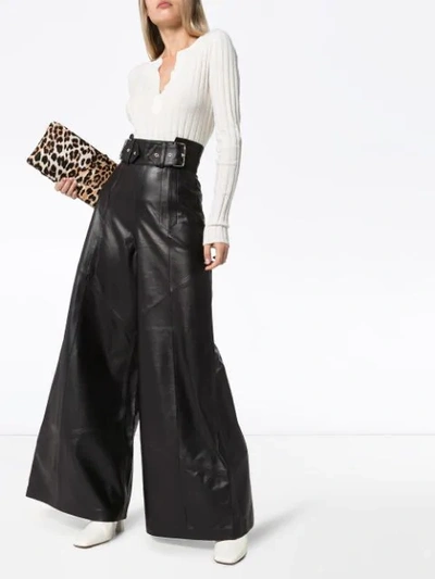 SKIIM JOHNNY WIDE-LEG LEATHER TROUSERS - 黑色