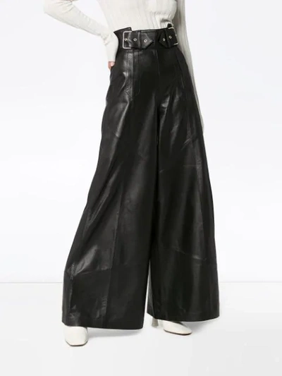 Shop Skiim Johnny Wide-leg Leather Trousers In Black