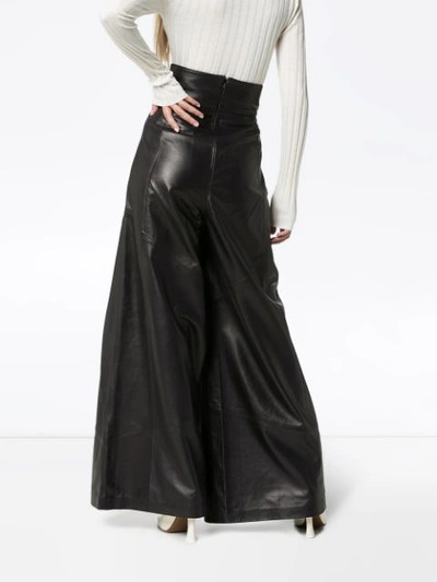 Shop Skiim Johnny Wide-leg Leather Trousers In Black