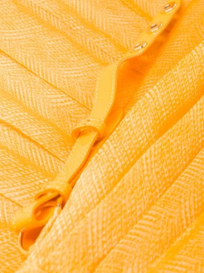 Shop Fendi Pleated Wrap Skirt In Yellow