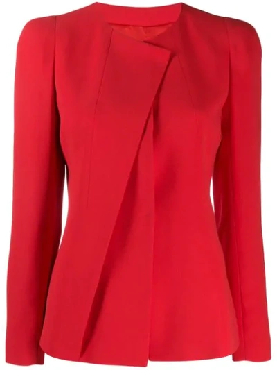 Shop Giorgio Armani Asymmetric Blazer In Red