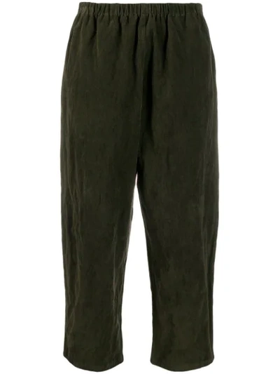 Shop Apuntob Plain Cropped Trousers  In Bosco