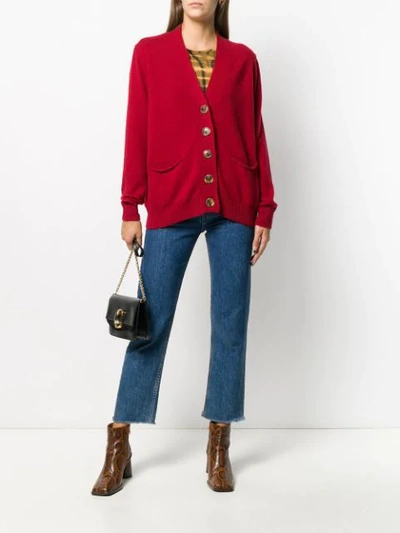 Shop Aragona Oversized Button Cardigan In Red