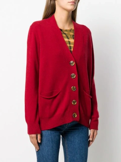 Shop Aragona Oversized Button Cardigan In Red