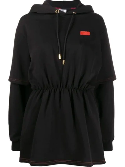 Shop Gcds Hooded Sweat Dress In Black