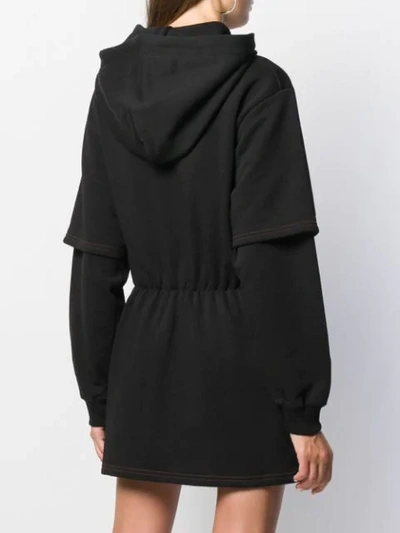 Shop Gcds Hooded Sweat Dress In Black