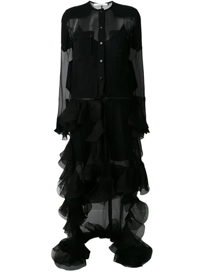 Shop Givenchy Ruffled Tulle Shirt Dress In Black