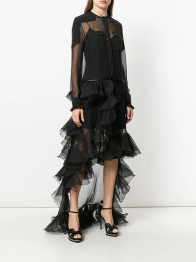 Shop Givenchy Ruffled Tulle Shirt Dress In Black