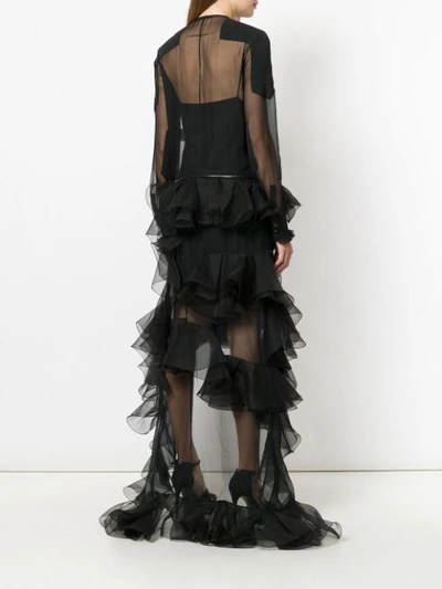 Shop Givenchy Ruffled Tulle Shirt Dress In Black