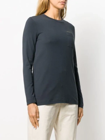 Shop Brunello Cucinelli Patch Pocket T-shirt In C7186 Navy