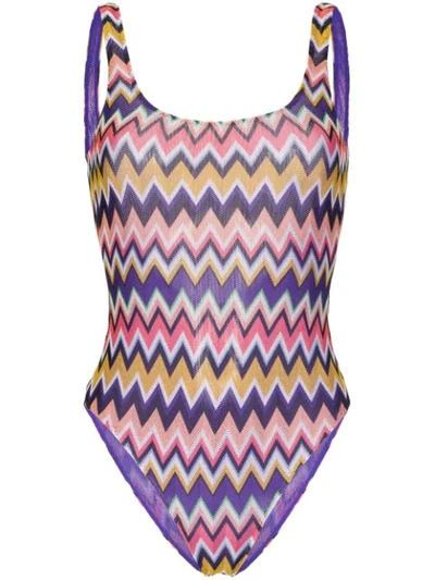 Shop Missoni Classic Zig Zag Swimsuit In Multicolour